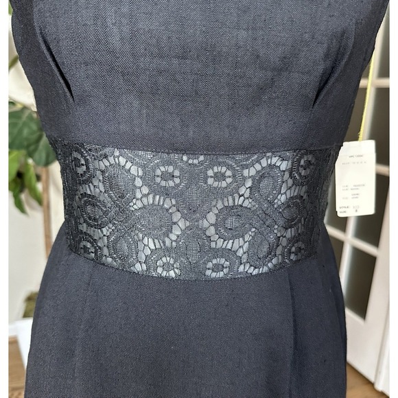 NWT Howard Wolf Black Sheath Dress Sz 8 Lace Waist Vintage Made USA Elegant - Picture 3 of 8